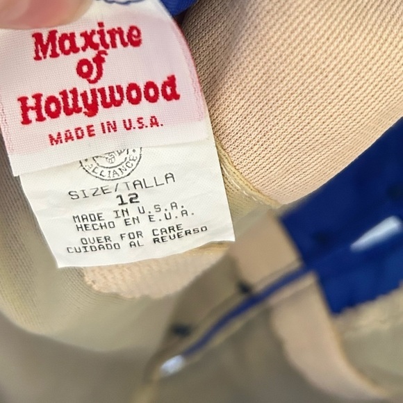 Vintage Maxine of Hollywood One Piece Swimsuit Girl Leg Size 12 Blue - Picture 7 of 9